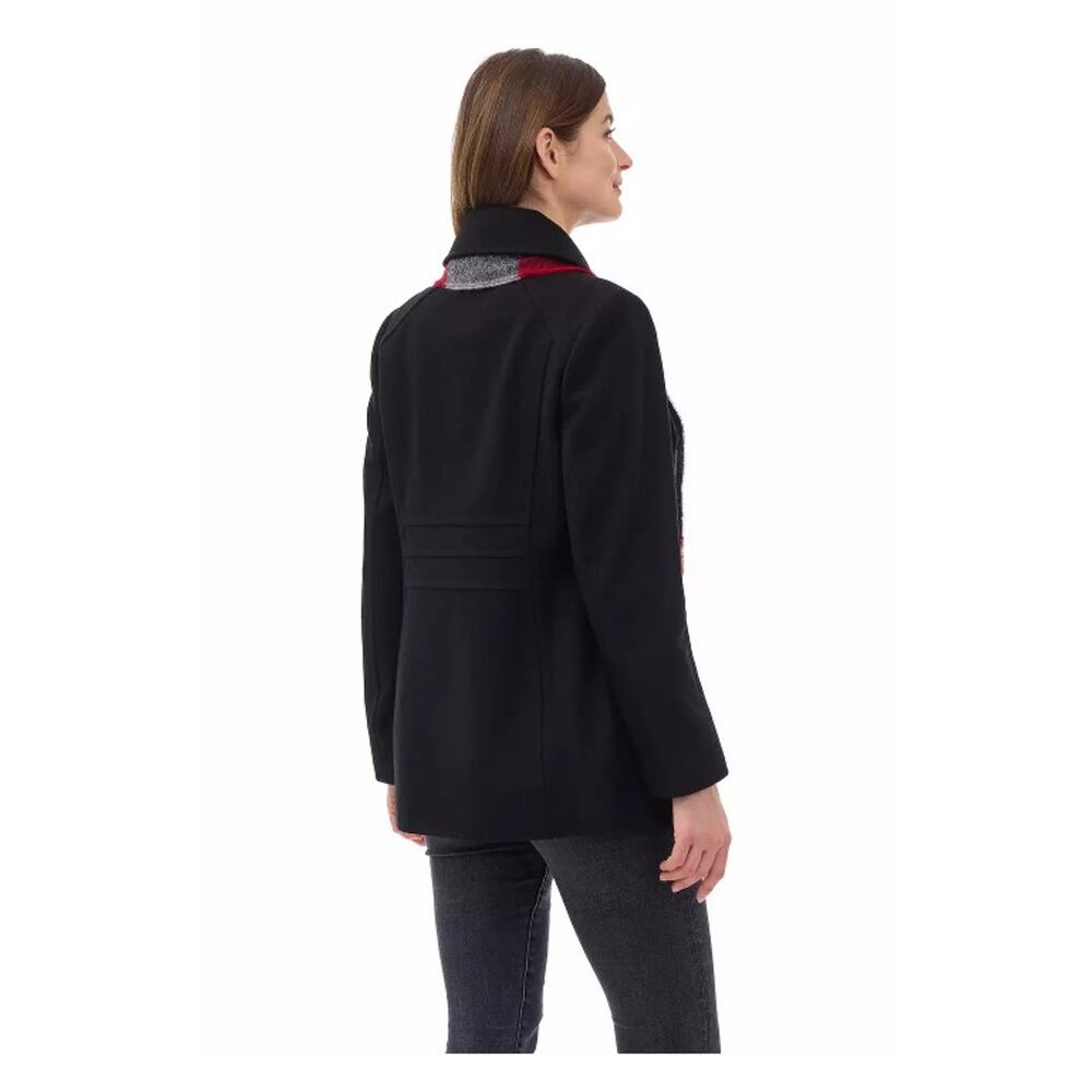 NWT London Fog single breasted wool short pea coat w. scarf sz M - Picture 3 of 3